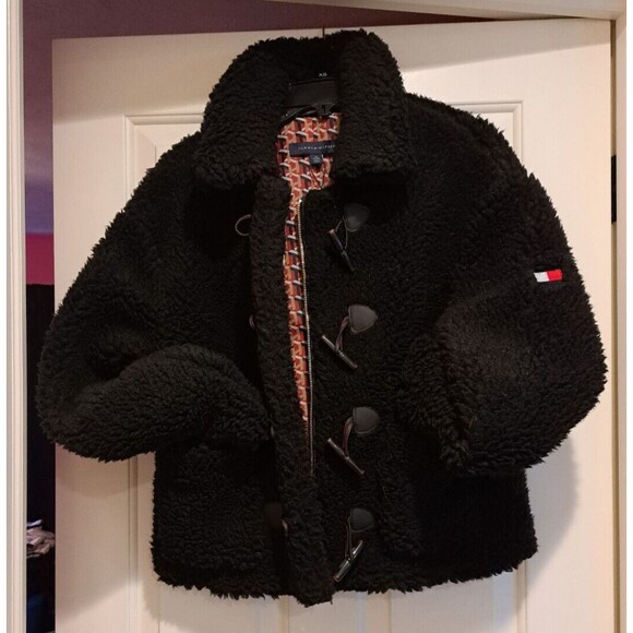 New Tommy Hilfiger Black Sherpa Toggle & Zip Lined Jacket Size XS MSRP $159 - Picture 5 of 16